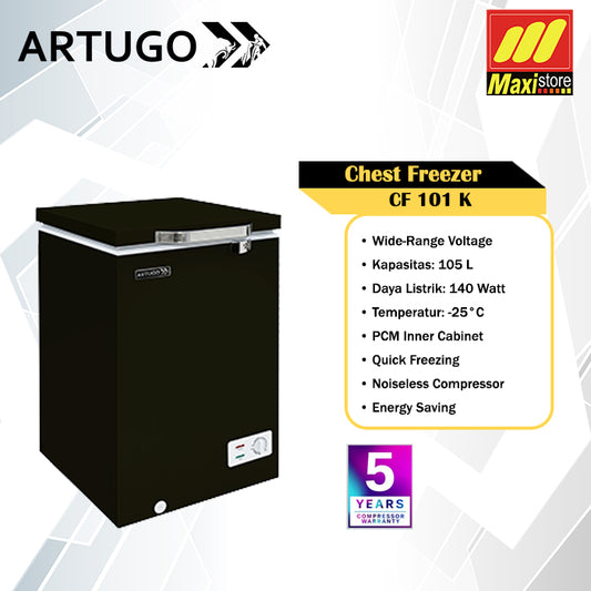 ARTUGO CF 101 K / CF101 K Chest Freezer [105 L] Glamming Black