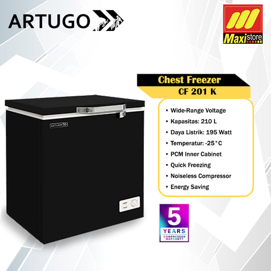 ARTUGO CF 201 K / CF201 K Chest Freezer [210 L] Glamming Black