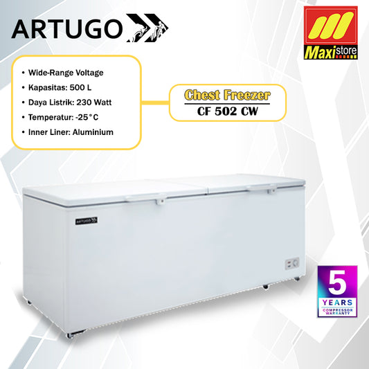ARTUGO CF502 CW / CF 502 CW Chest Freezer [500 L] Double Door