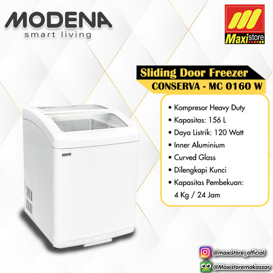 MODENA MC 0160 W / MC0160W Sliding Glass Door Freezer [156 L]