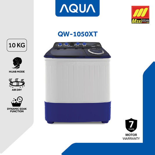 AQUA QW-1050XT Mesin Cuci Twin Tub [10 Kg] Hijab Mode 2 Tabung