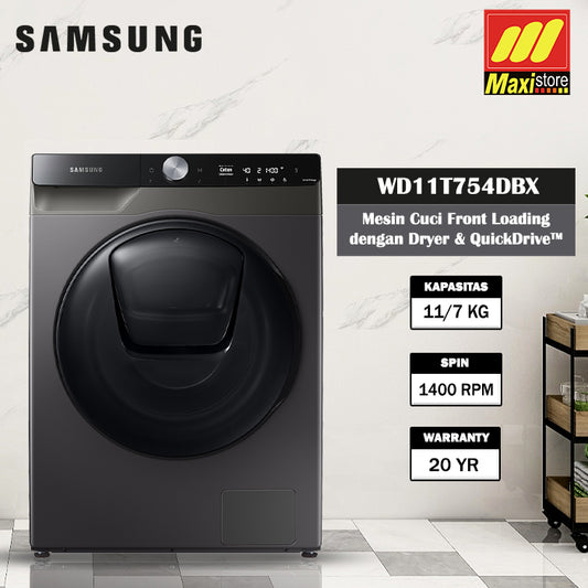 SAMSUNG WD11T754DBX Mesin Cuci Front Loading [11 Kg] + Dryer [7 Kg]