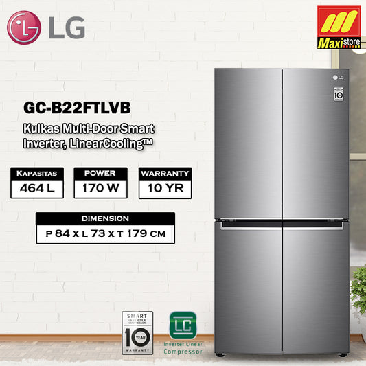 LG GC-B22FTLVB Kulkas Multi-Door 4 Pintu [464 L] Inverter, Silver
