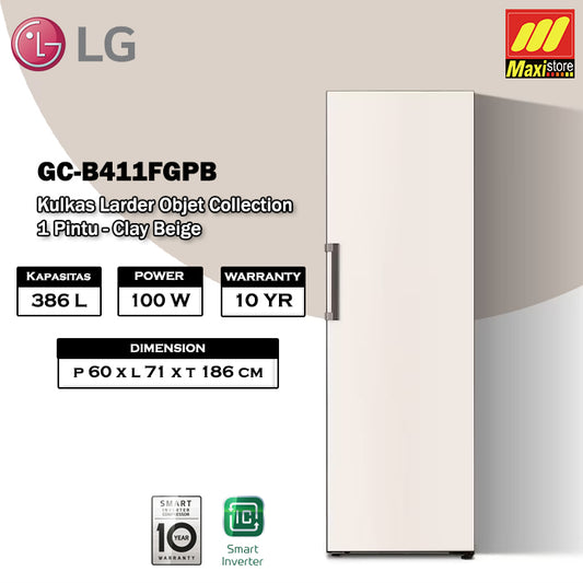 LG GC-B411FGPB Kulkas 1 Pintu Larder Objet Collection [386 L] Inverter