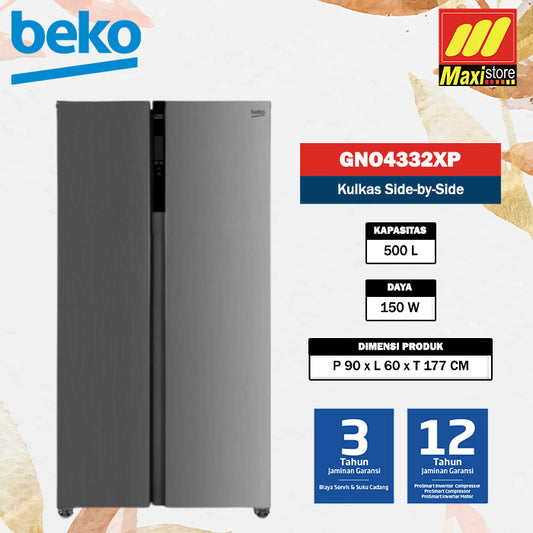 BEKO GNO4332XP Kulkas Side-by-side [500 L] Dual Cooling Inverter