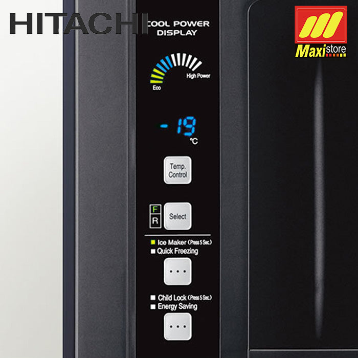 HITACHI R-W61PGD4 Kulkas 4 Pintu [509L] Inverter, Black Glass