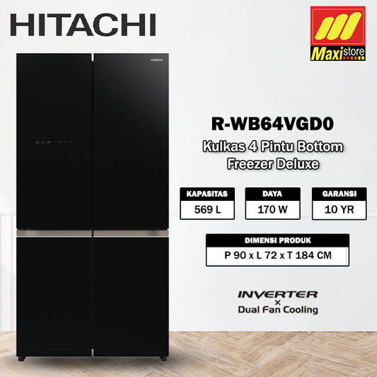 HITACHI R-WB64VGD0 Kulkas 4 Pintu [569L] Inverter Deluxe