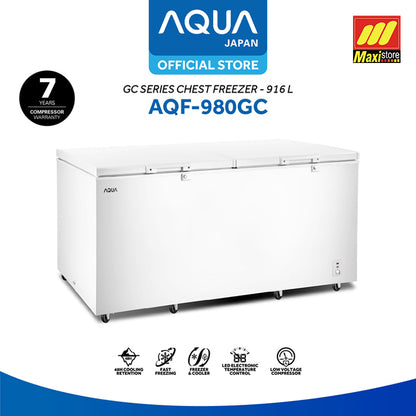 AQUA AQF-980GC / AQF-980 GC Chest Freezer [916 L] Lemari Pembeku
